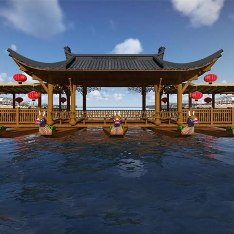 龍舟仿古古浮橋